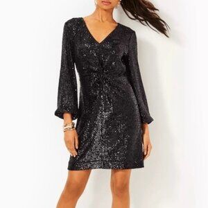Lilly Pulitzer Black Sequin Estrella Cocktail Dress; NWT